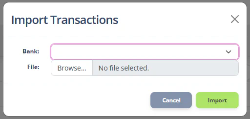 Import dialog
