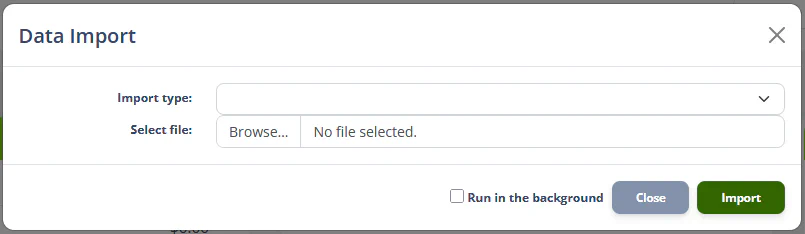 File Import dialog